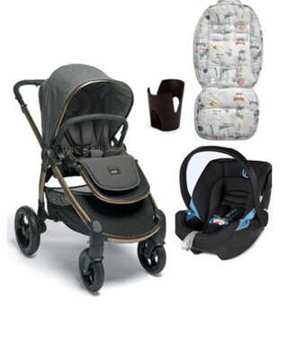 Ocarro Simply Luxe Stroller with Black Aton Car Seat, Cup Holder & Miami Liner Foam